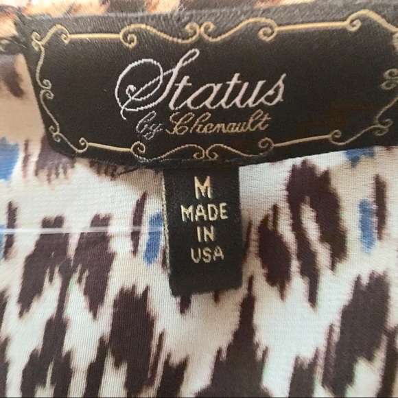 Status Beaded Front Abstract Print Semi Sheer Top - Picture 4 of 6